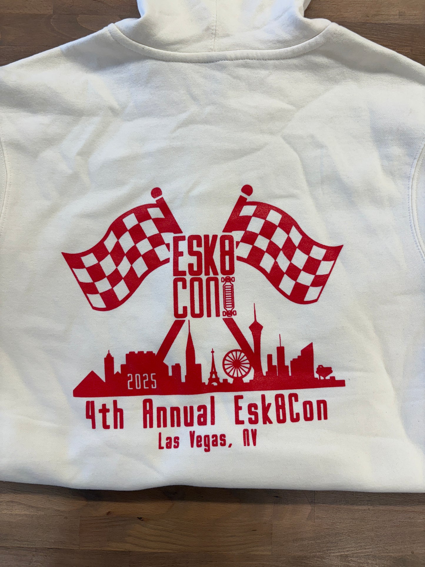 Esk8con 2025 Hoodie - Cream + Red