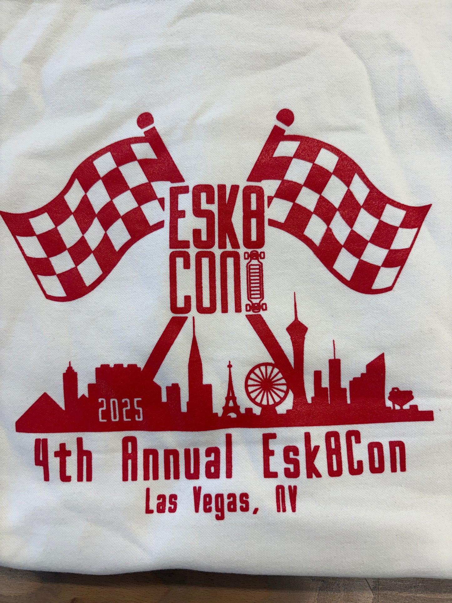 Esk8con 2025 Hoodie - Cream + Red